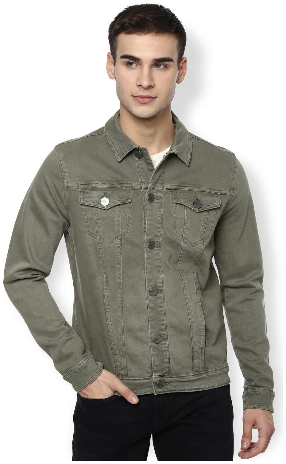 

Van Heusen Men Green Solid Denim jacket