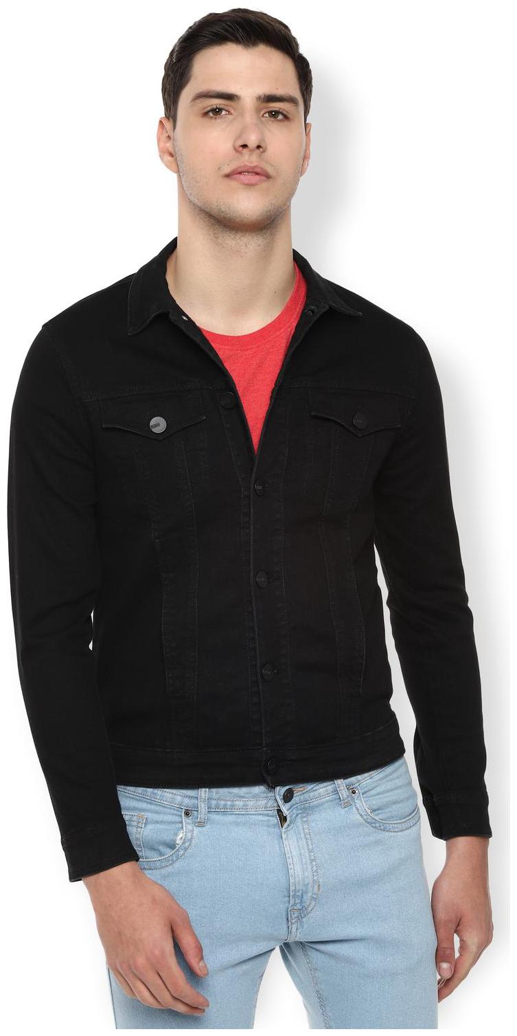 

Van Heusen Men Black Solid Denim jacket