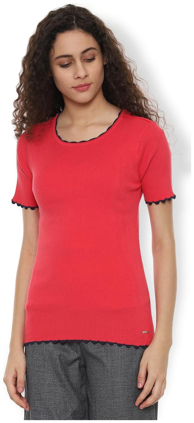 

Van Heusen Women Self design Regular top - Red