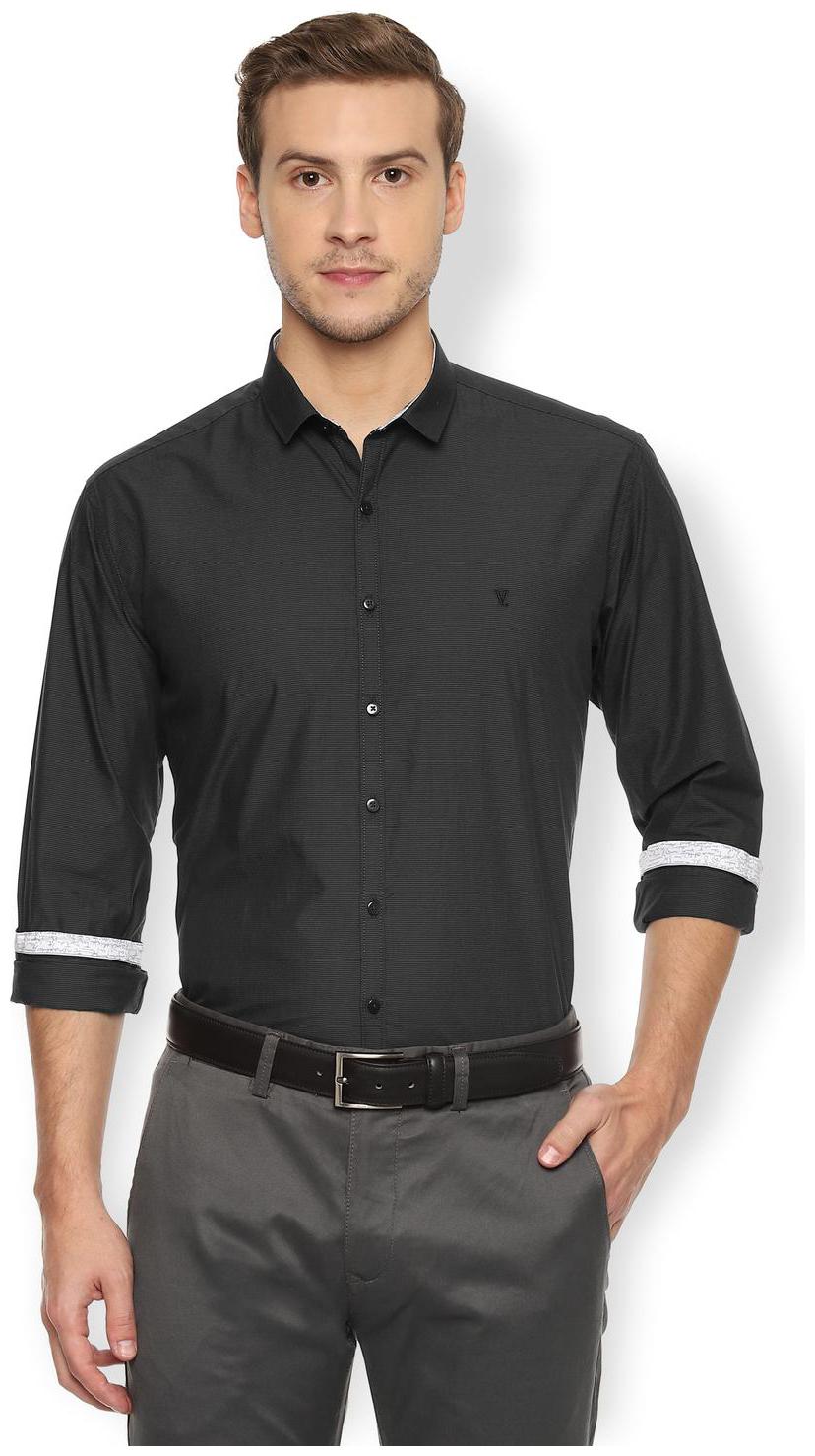 

Van Heusen Men Grey Horizontal Stripes Slim Fit Casual Shirt