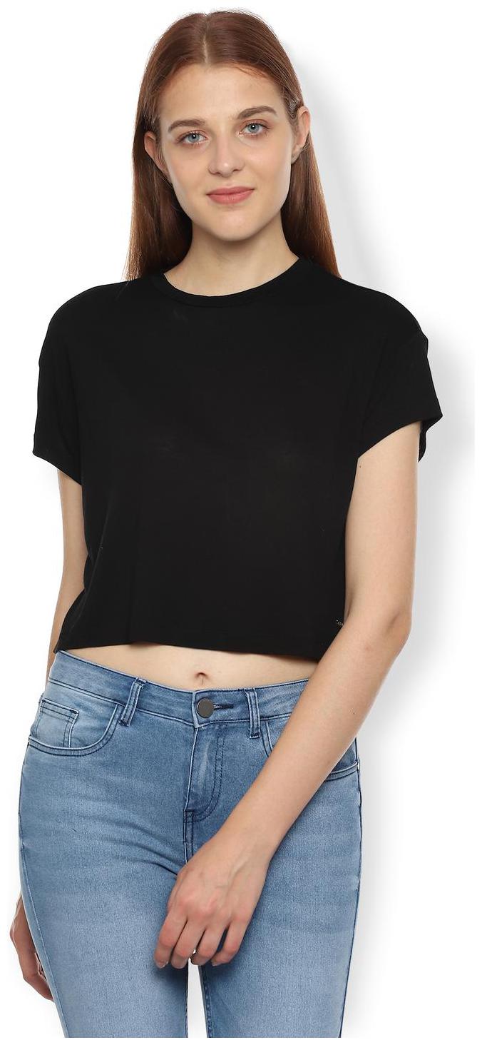 

Van Heusen Women Black Regular fit Round neck Polyester T shirt