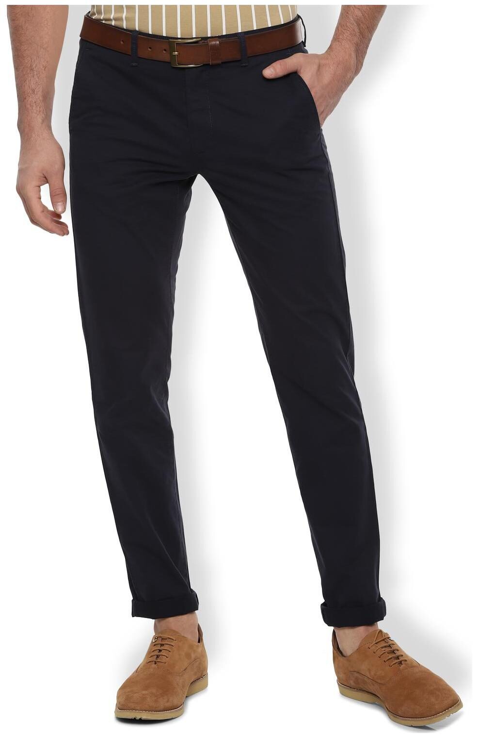 

Van Heusen Men Navy blue Solid Slim fit Regular trousers