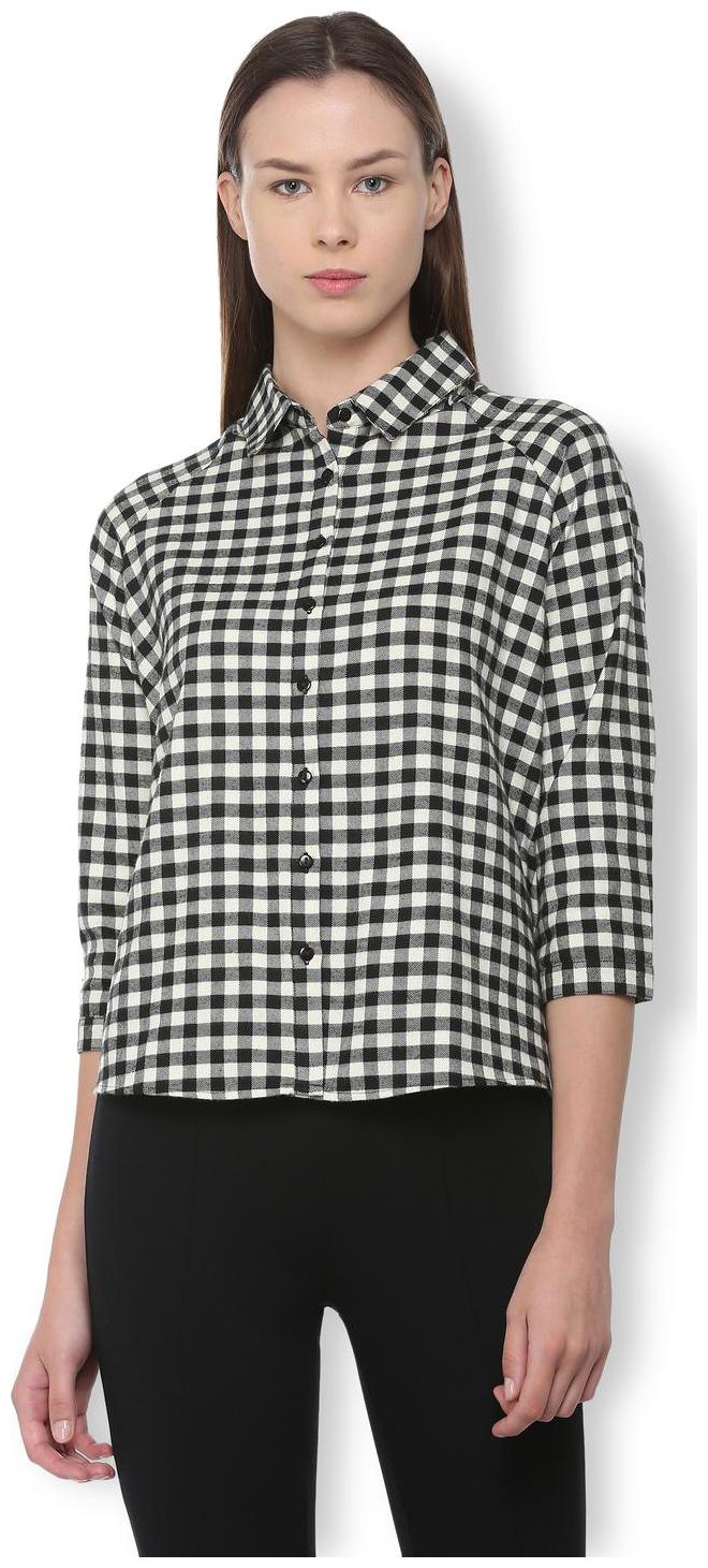 

Van Heusen Women Black Checked Regular Fit Shirt