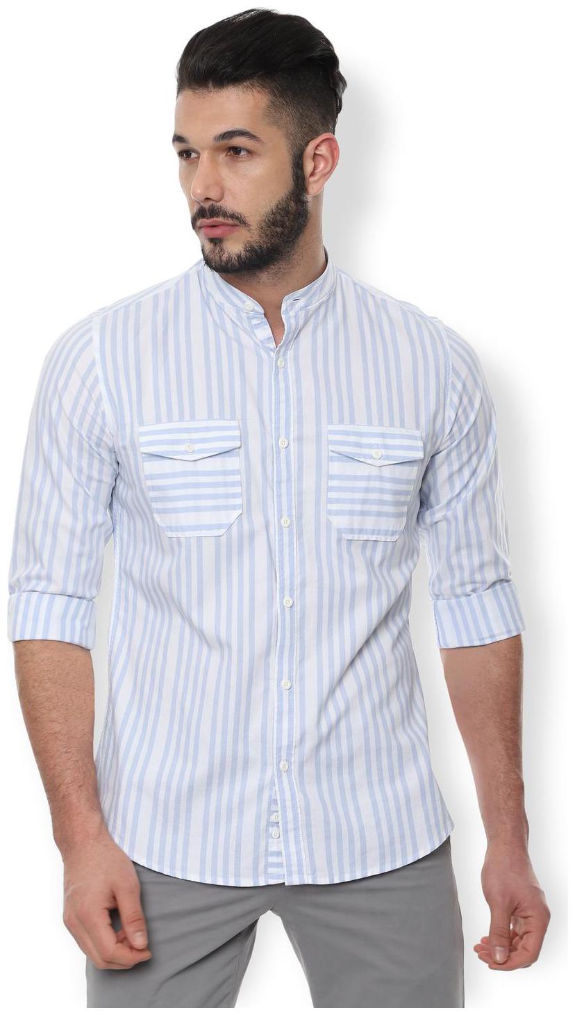 

Van Heusen Men Blue Vertical Stripes Slim Fit Casual Shirt