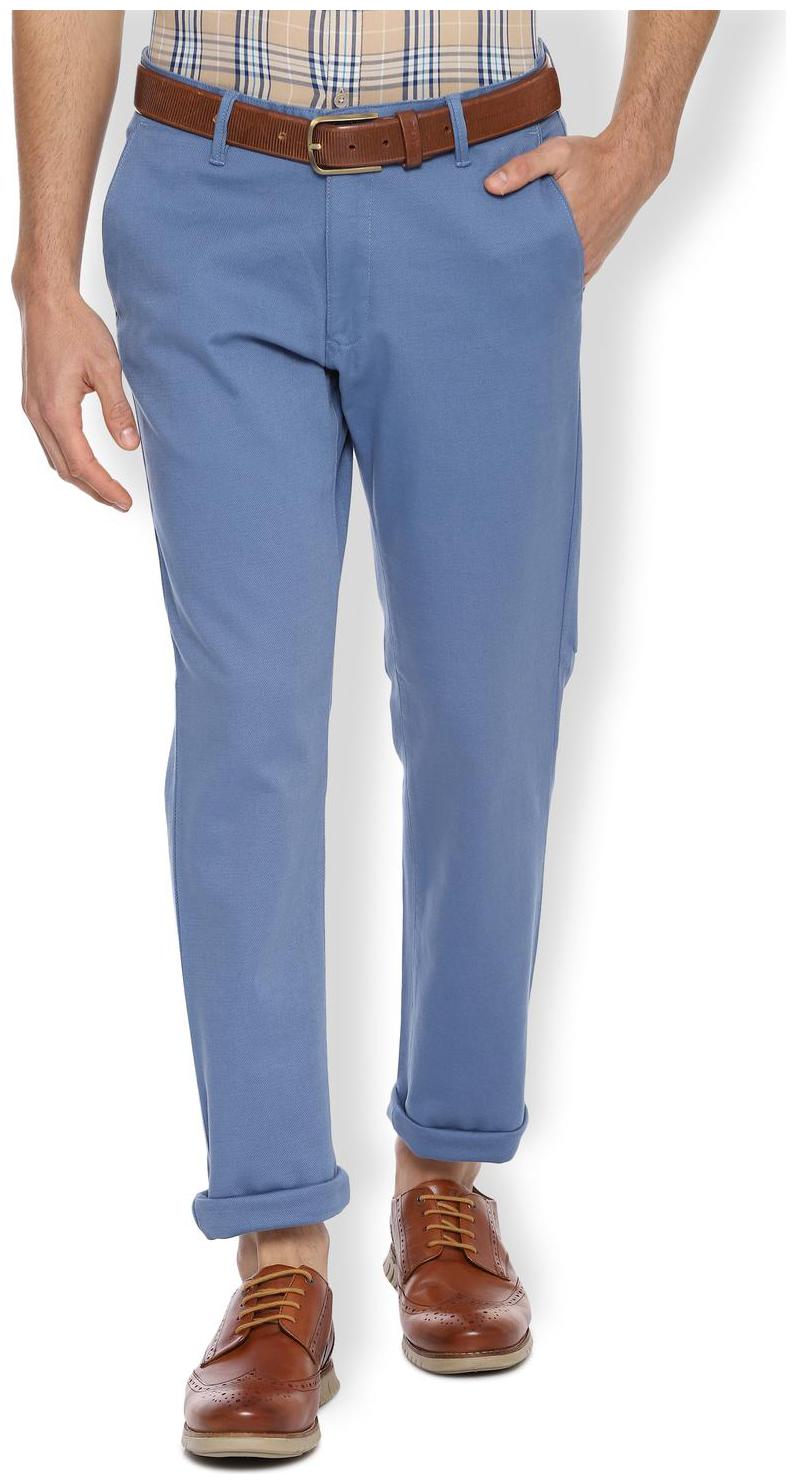 

Van Heusen Men Blue Solid Slim fit Regular trousers