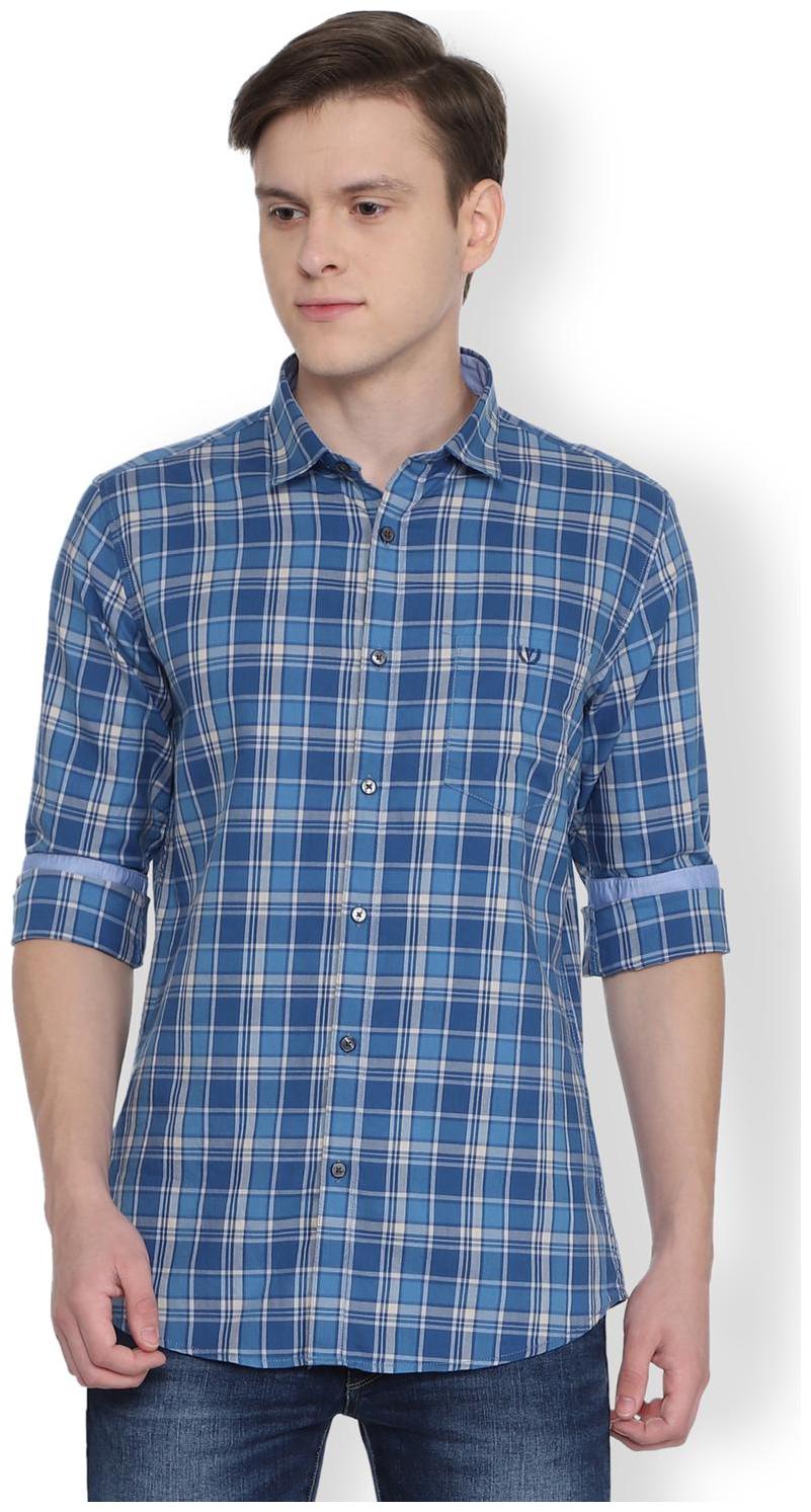 

Van Heusen Men Blue Checked Slim Fit Casual Shirt