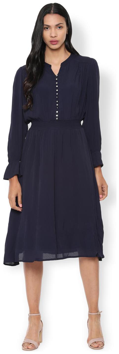 

Van Heusen Blue Solid Fit flare dress