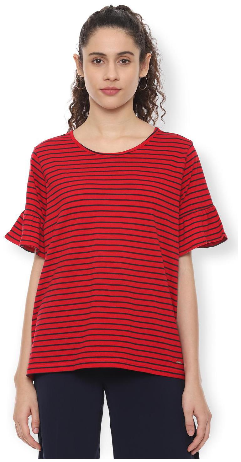 

Van Heusen Women Striped Regular top - Red
