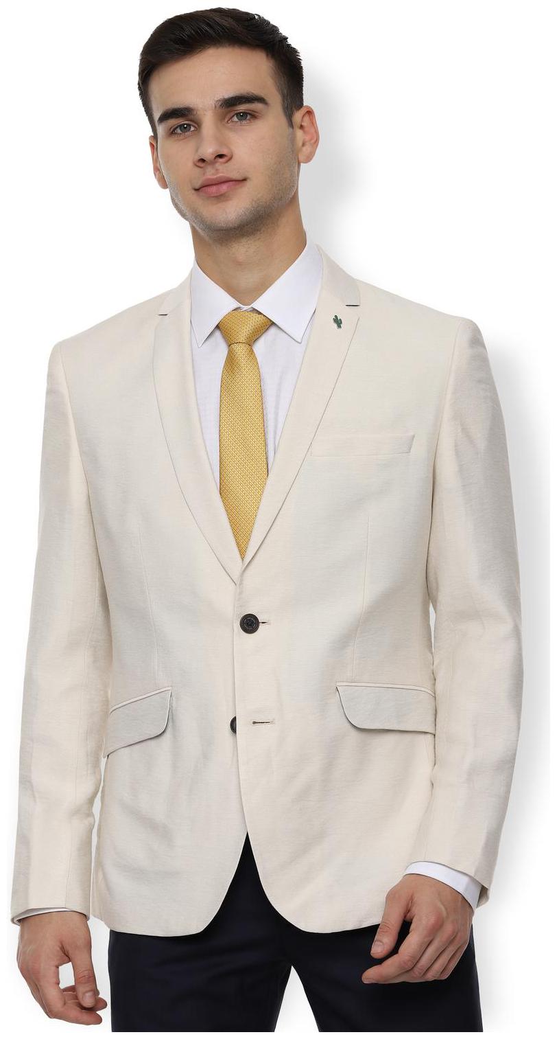

Van Heusen Men Cream Textured Slim fit Single Breasted Blazer