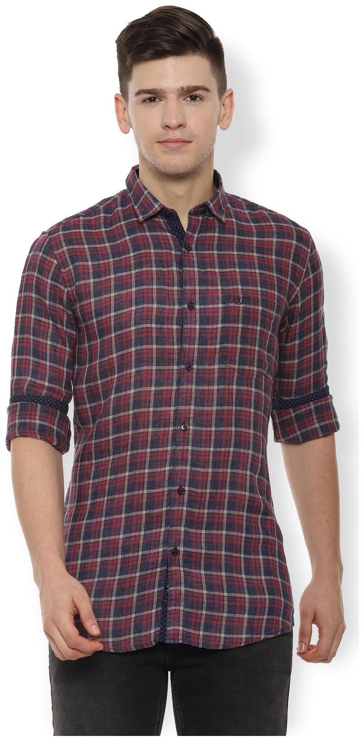 

Van Heusen Men Maroon Checked Slim Fit Casual Shirt