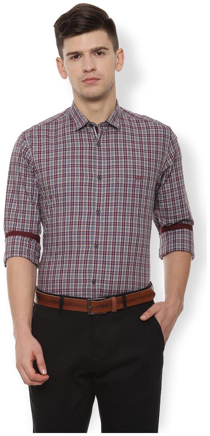 

Van Heusen Men Grey Checked Slim Fit Casual Shirt
