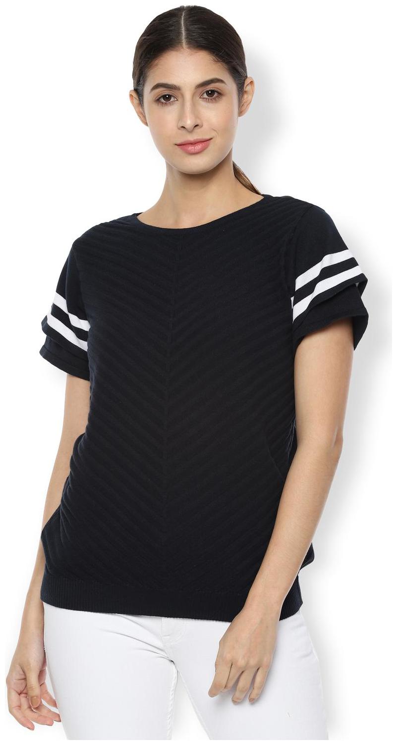 

Van Heusen Women Striped A-line top - Blue