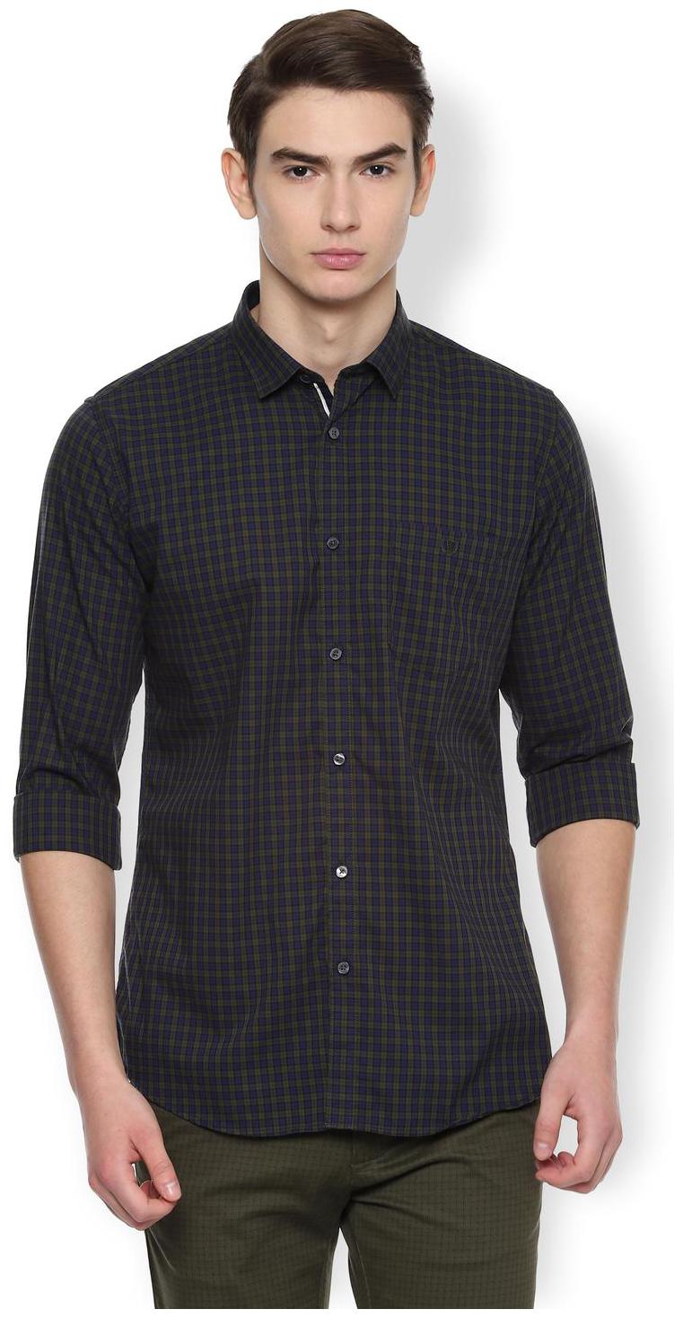

Van Heusen Men Blue Checked Slim Fit Casual Shirt