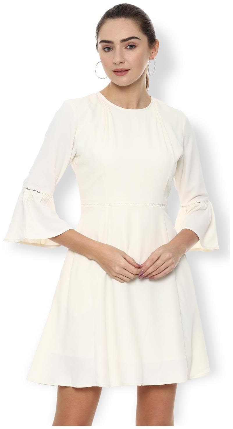 

Van Heusen Cream Solid A-line dress