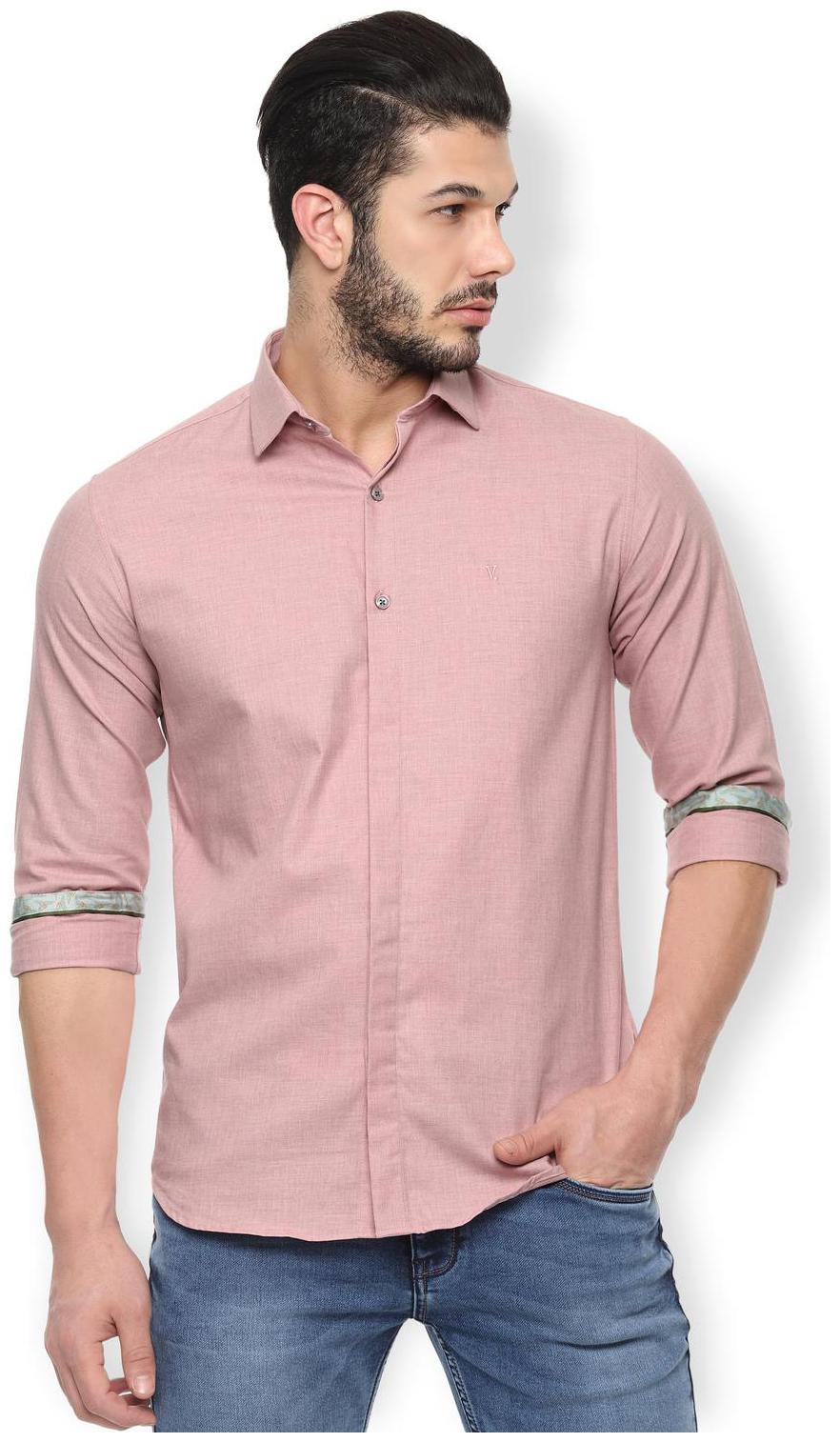 

Van Heusen Men Pink Solid Slim Fit Casual Shirt