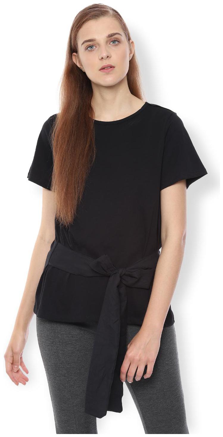 

Van Heusen Women Solid Regular top - Black