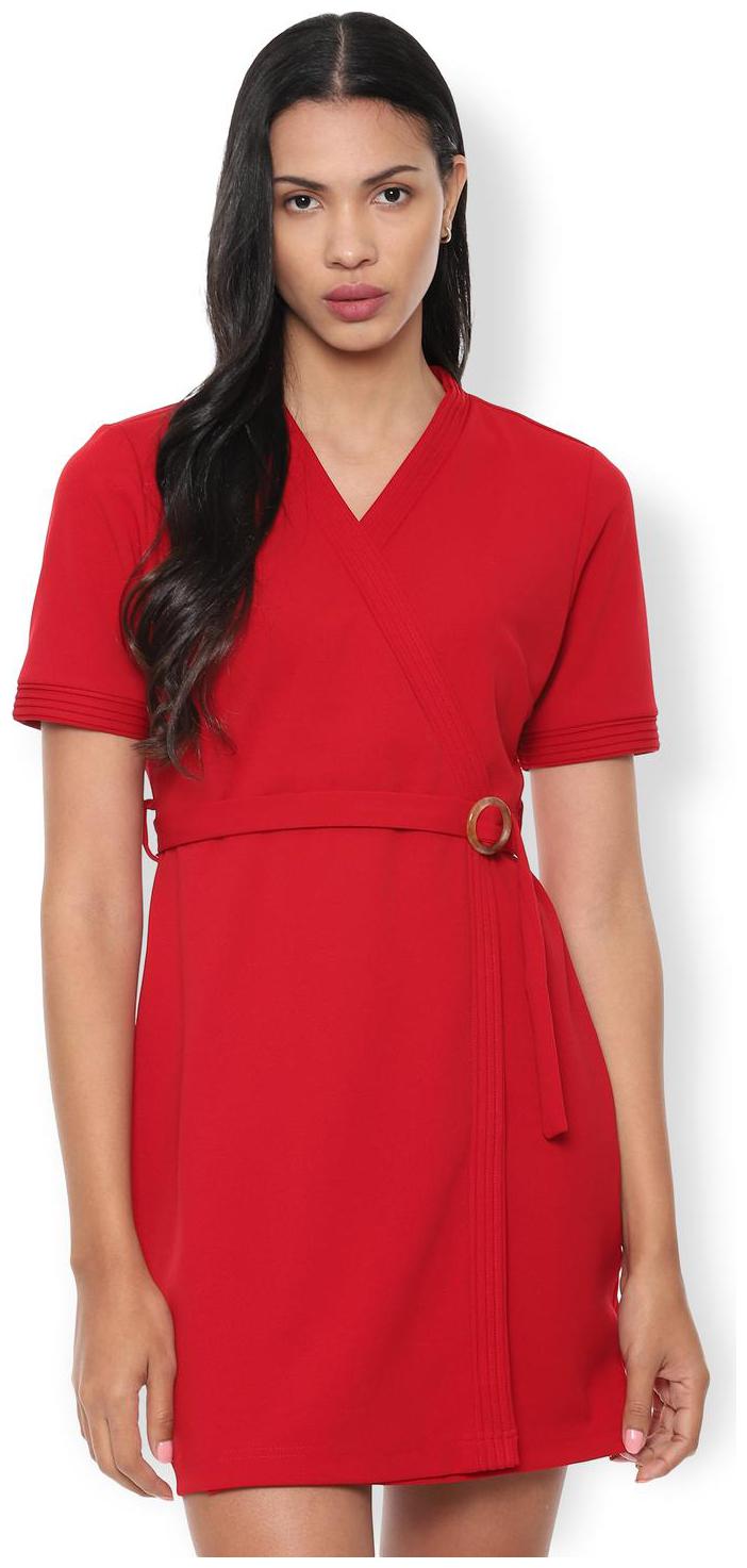 

Van Heusen Red Solid Bodycon dress