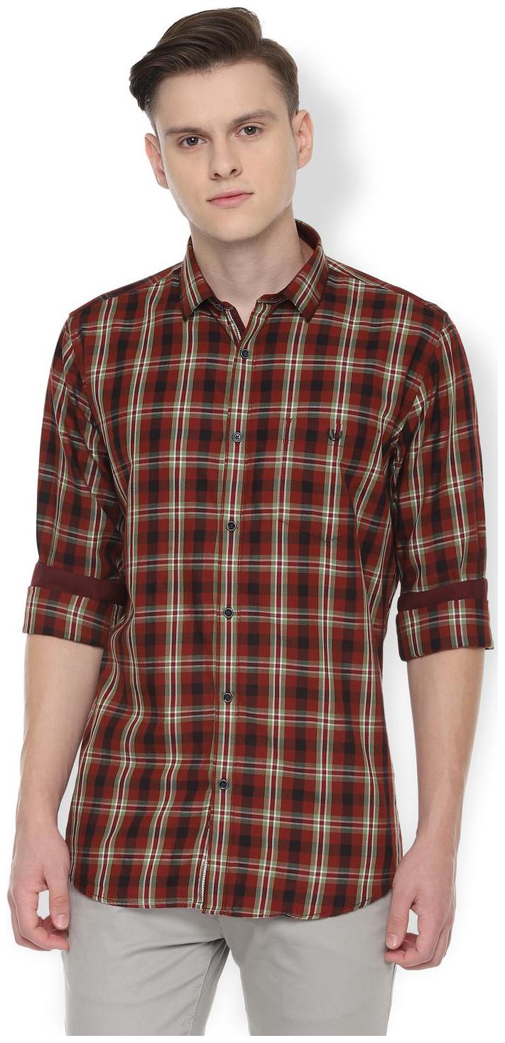 

Van Heusen Men Brown Checked Slim Fit Casual Shirt