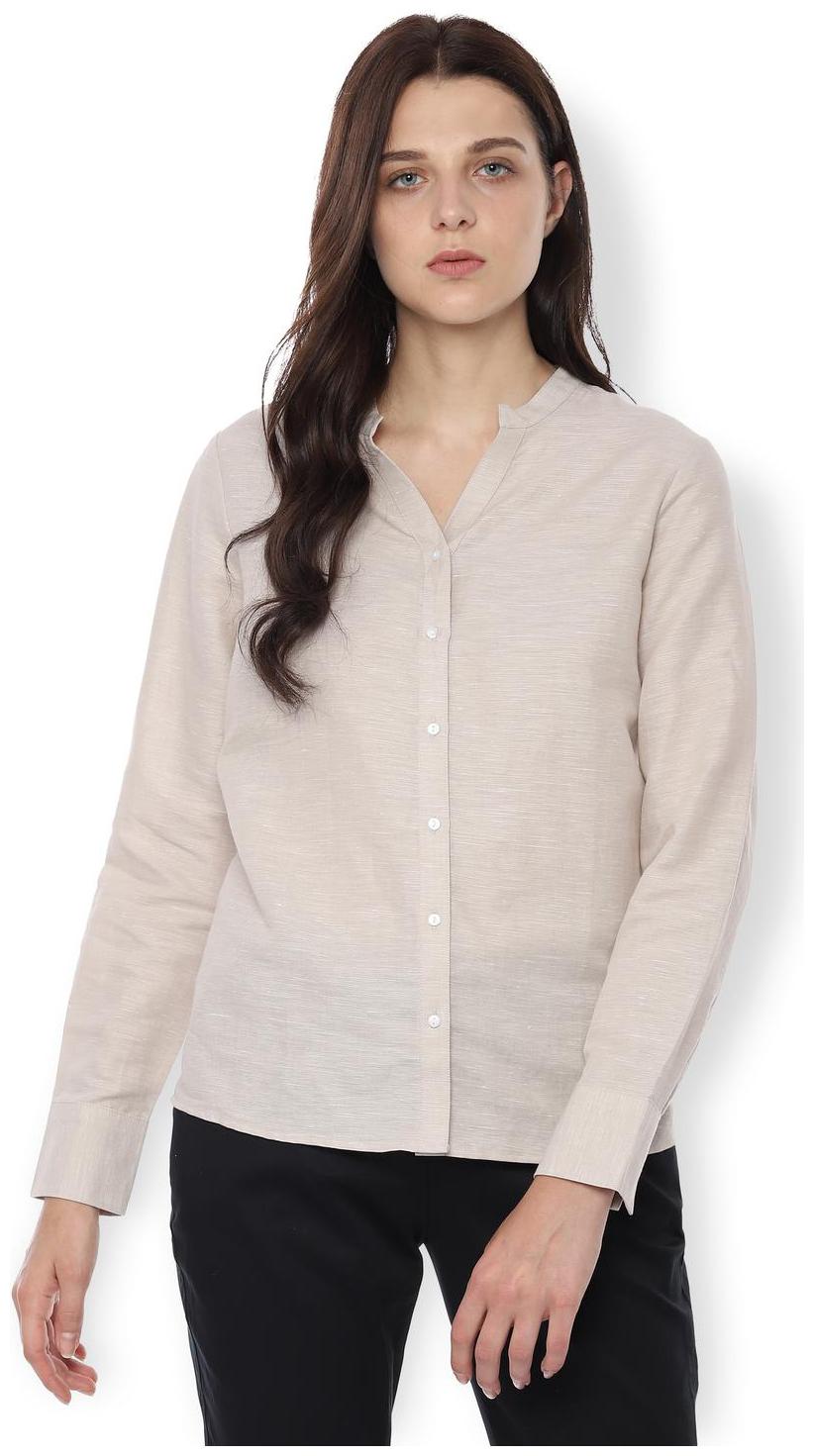 

Van Heusen Women Beige Self Design Regular Fit Shirt