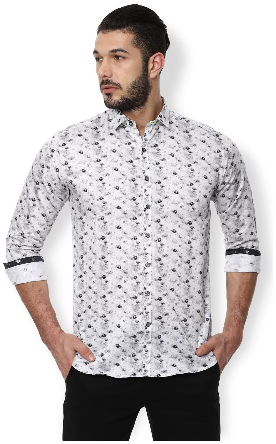 

Van Heusen Men White Printed Slim Fit Casual Shirt