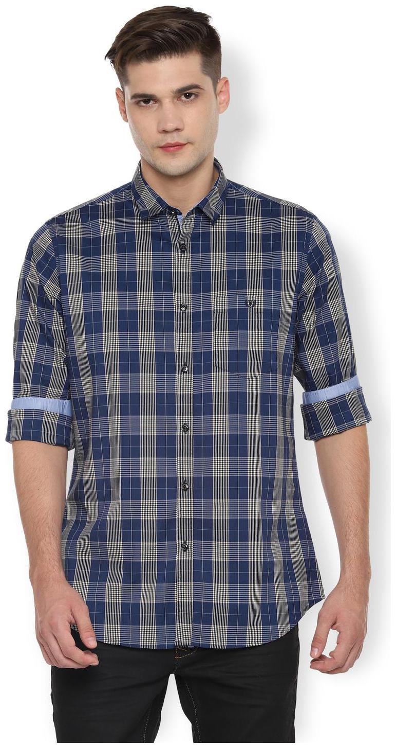 

Van Heusen Men Blue Checked Slim Fit Casual Shirt