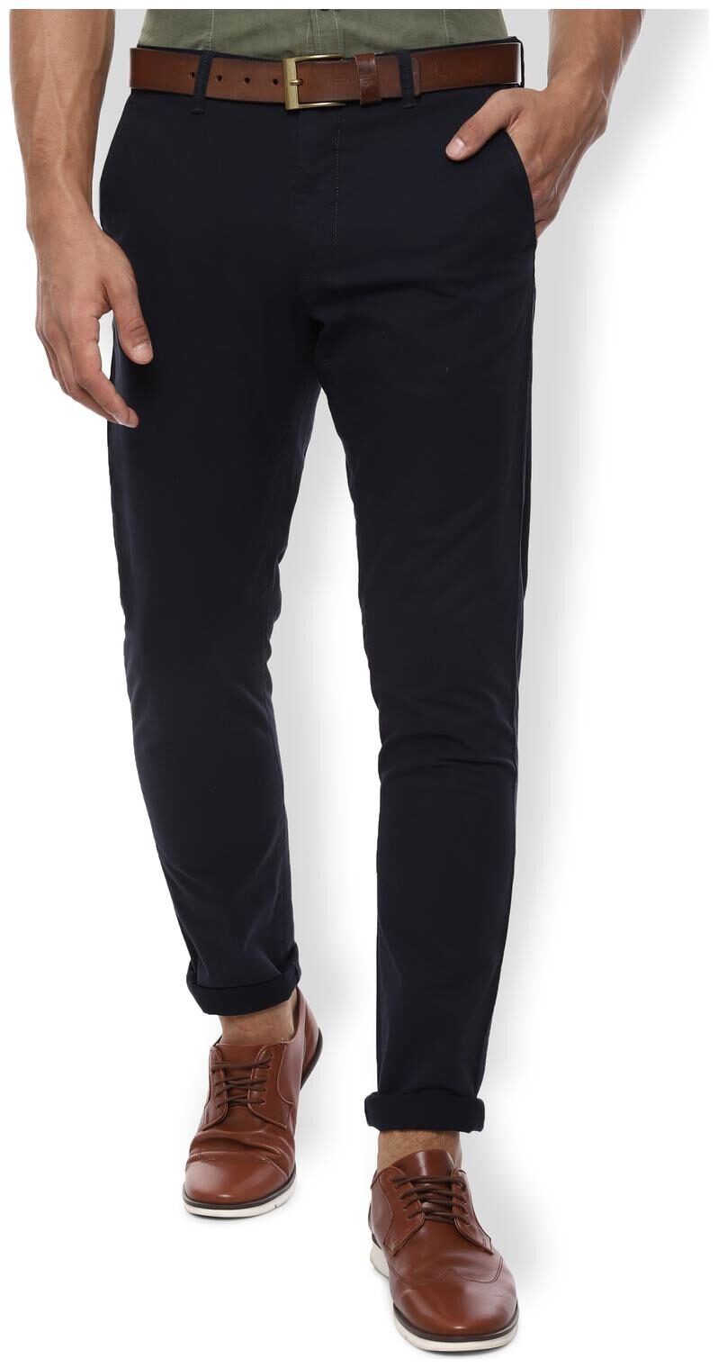 

Van Heusen Men Navy blue Solid Slim fit Regular trousers