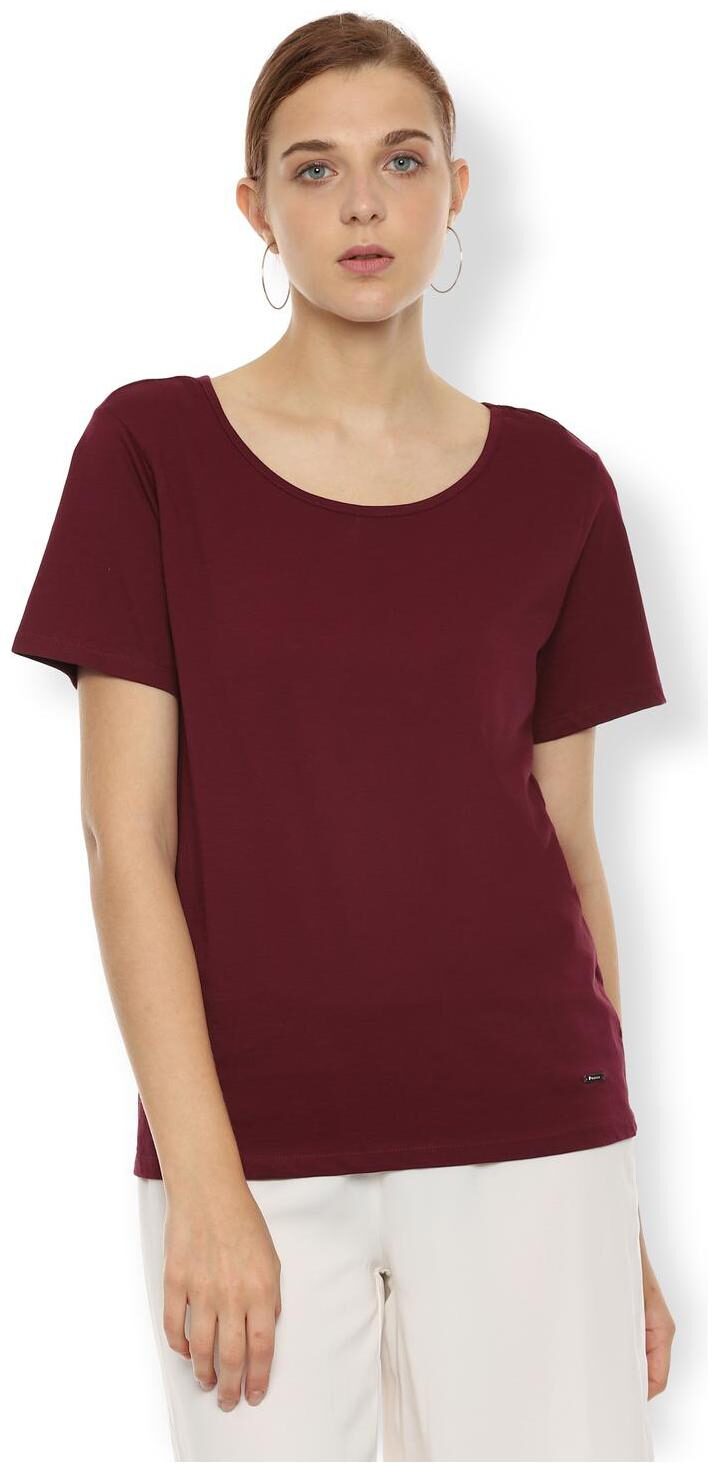 

Van Heusen Women Solid Regular top - Maroon