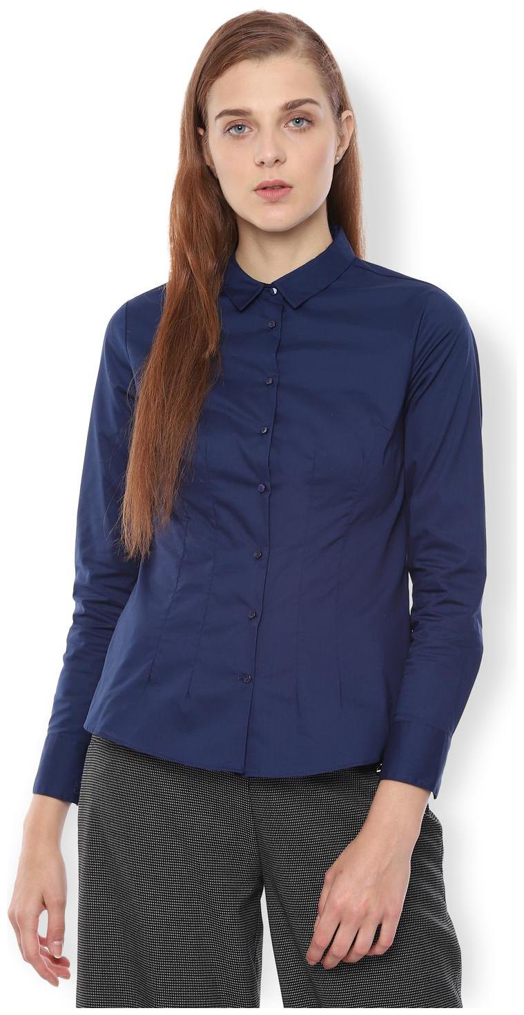 

Van Heusen Women Blue Solid Regular Fit Shirt