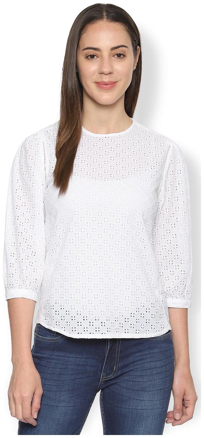 

Van Heusen Women Self design Regular top - White