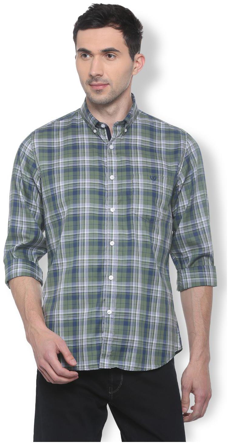

Van Heusen Men Green Checked Slim Fit Casual Shirt