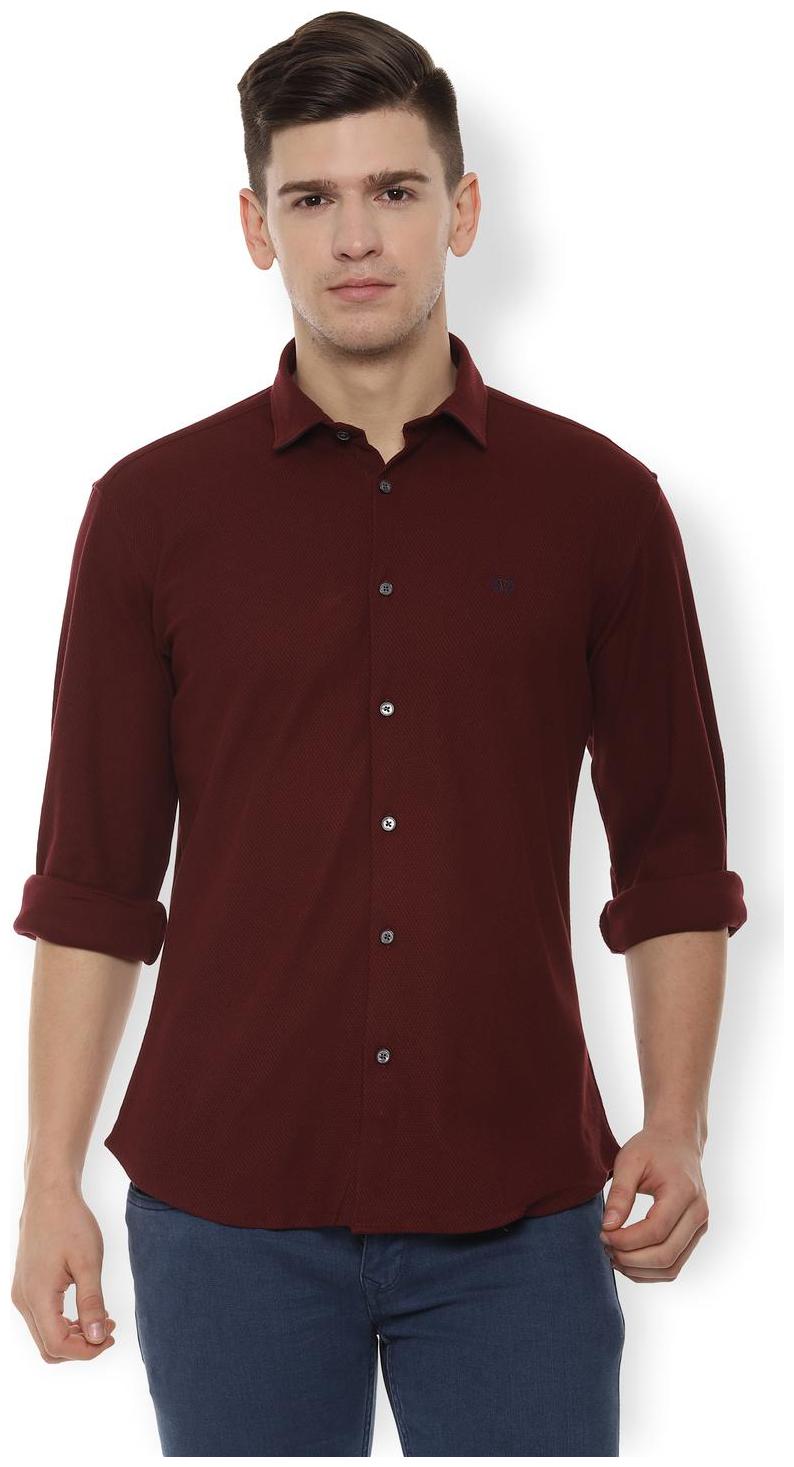 

Van Heusen Men Maroon Weaved Slim Fit Casual Shirt