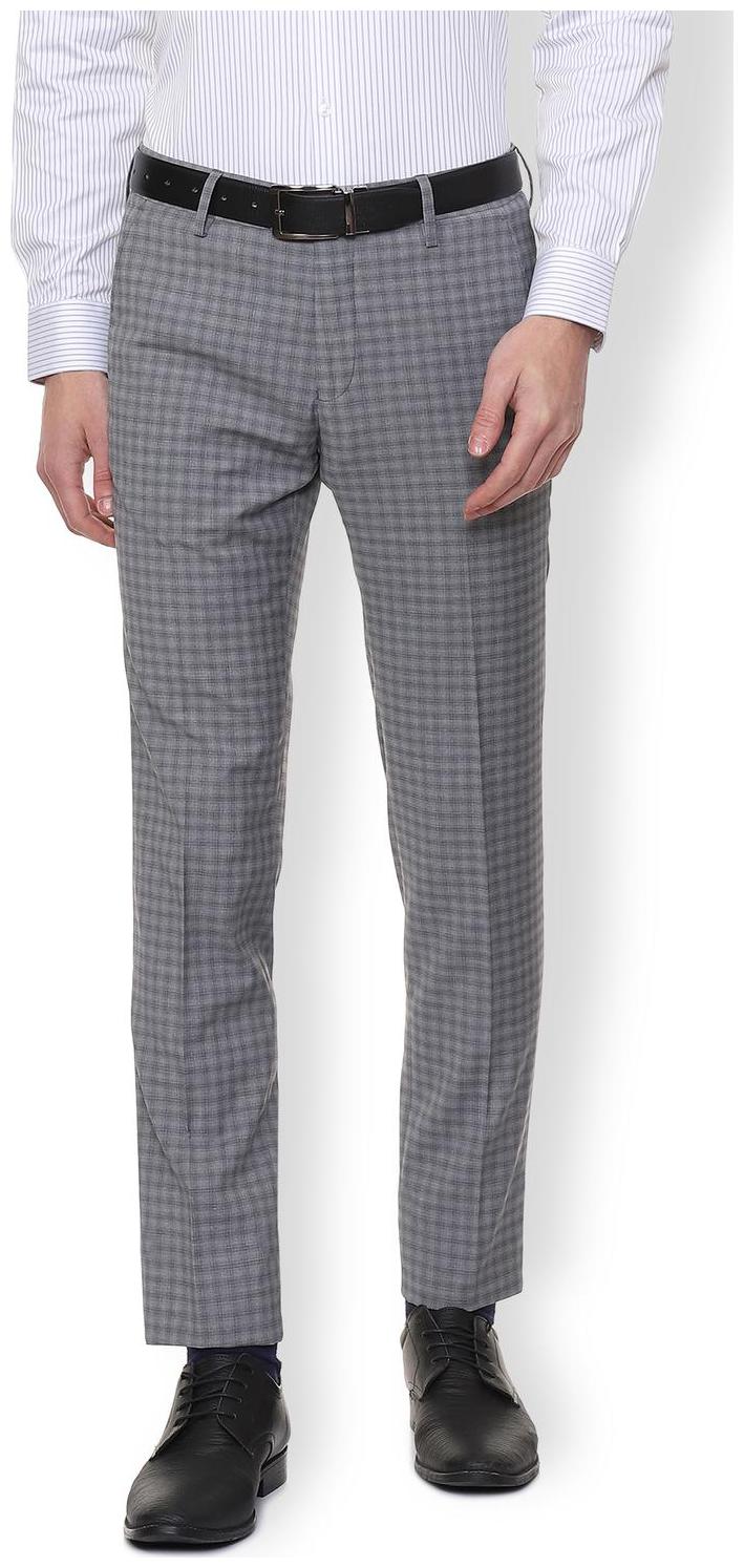 

Van Heusen Men Checked Slim Fit Formal Trouser - Grey