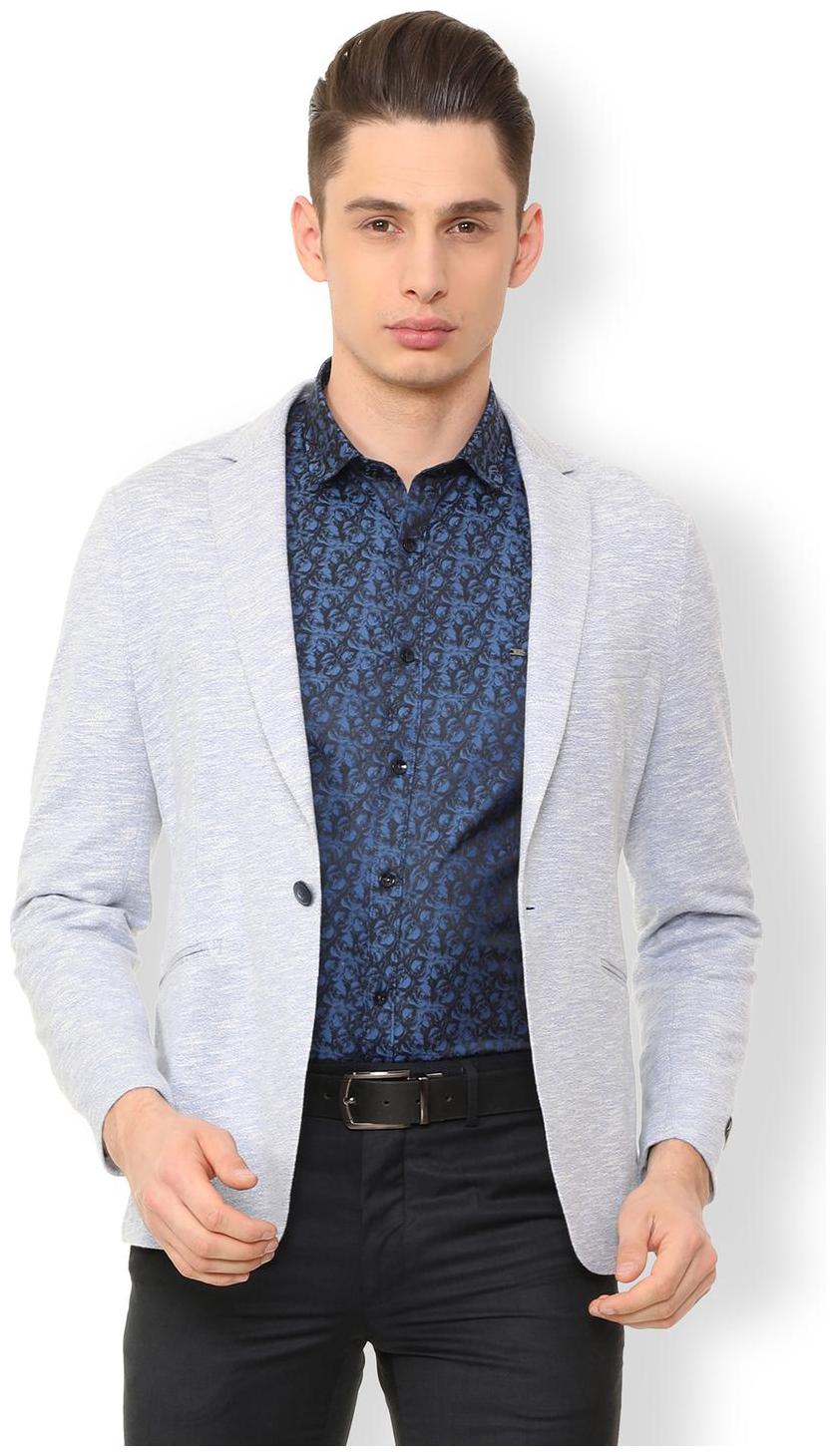 

Van Heusen Men Grey Textured Slim fit Single Breasted Blazer