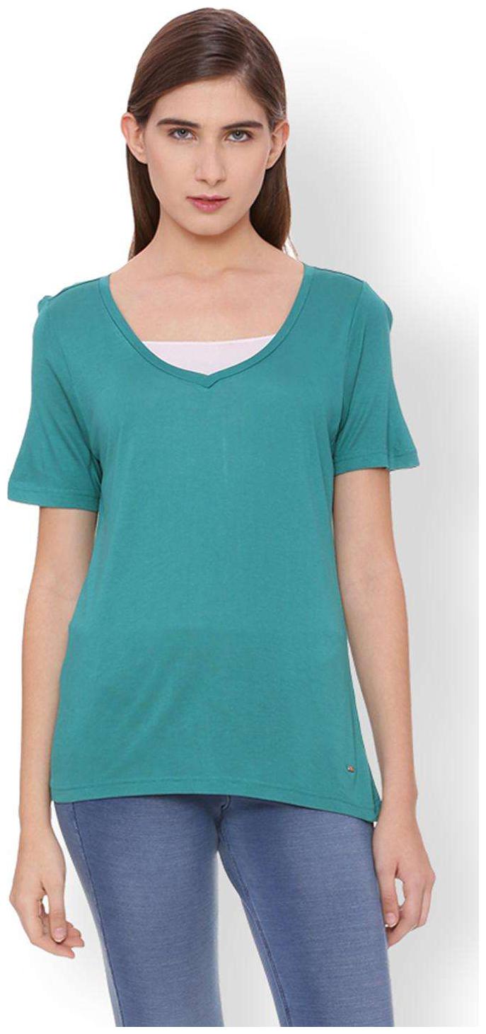 

Van Heusen Women Solid A-line top - Green