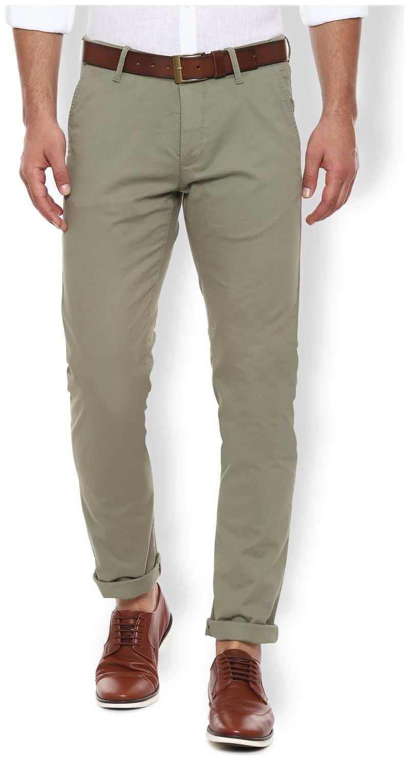 

Van Heusen Men Green Textured Slim fit Regular trousers