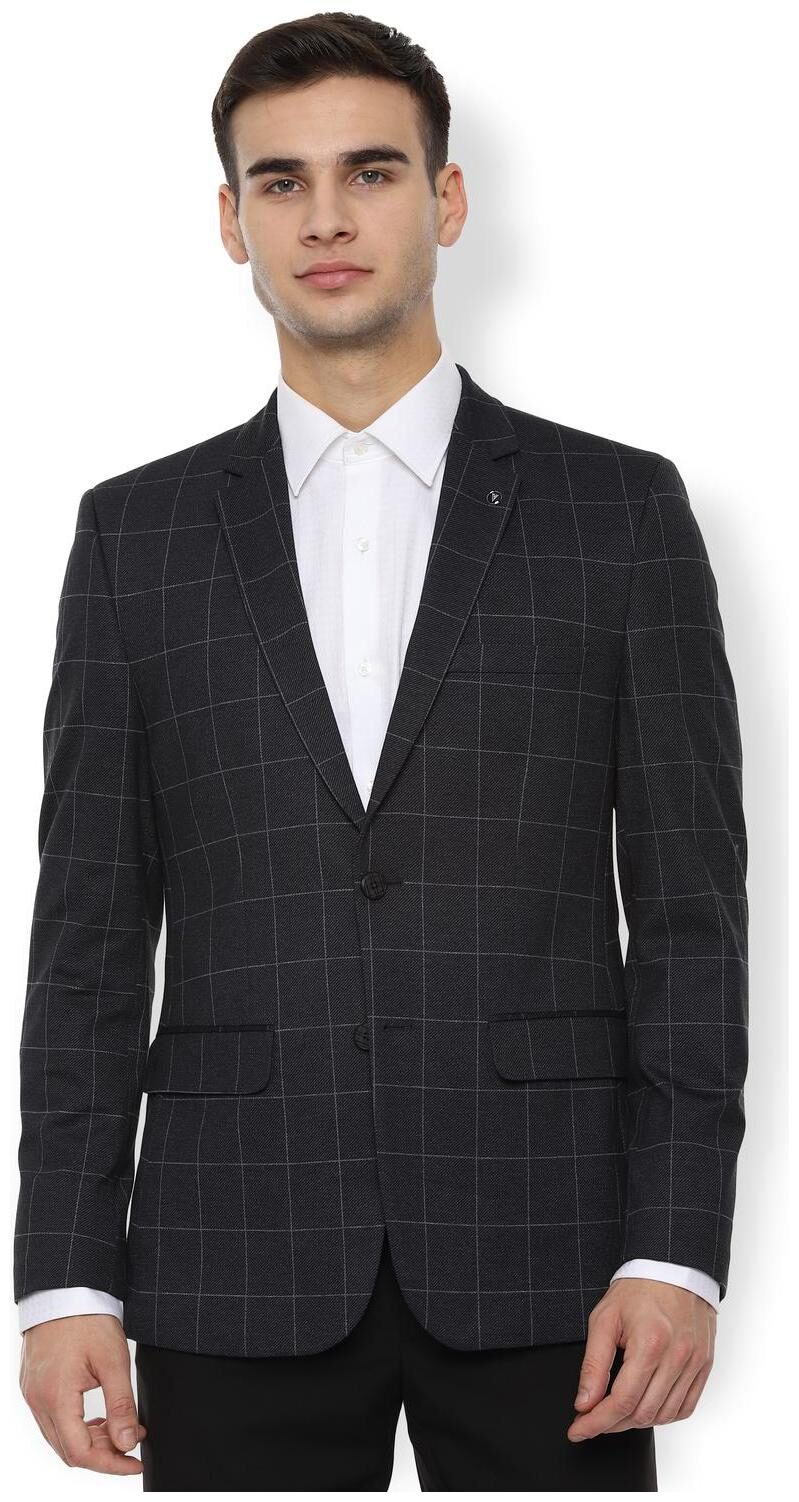 

Van Heusen Men Grey Checked Slim fit Single Breasted Blazer