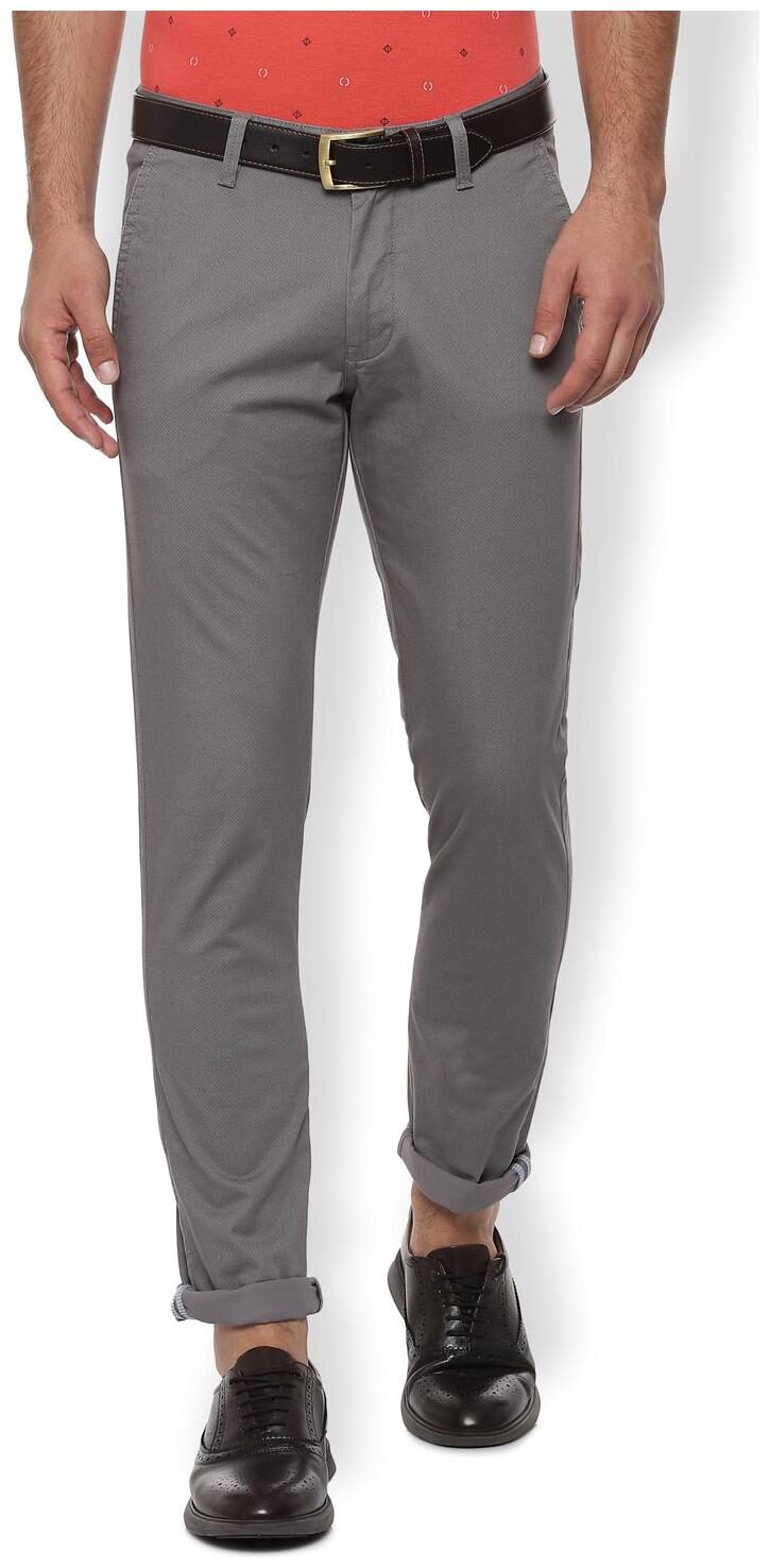 

Van Heusen Men Grey Textured Slim fit Regular trousers