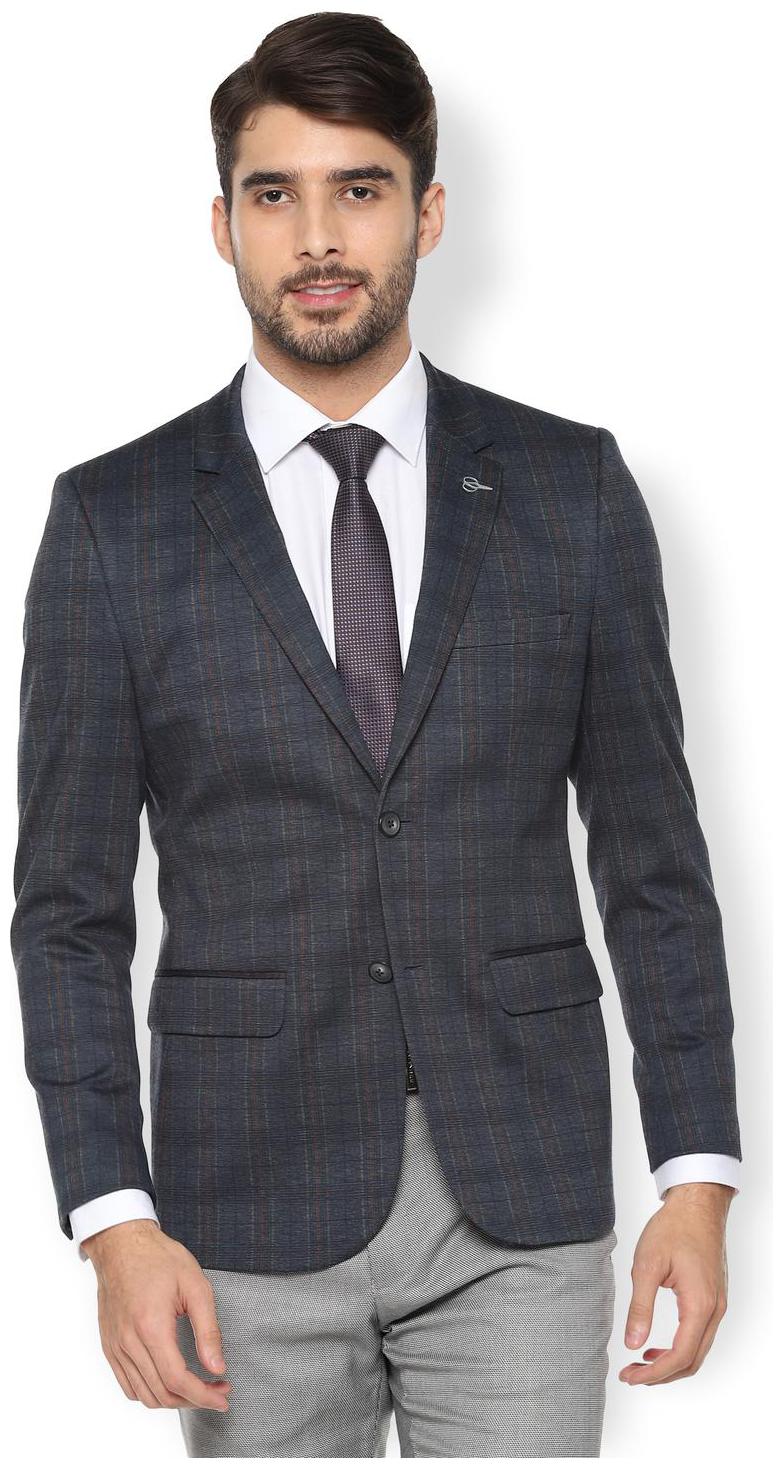 

Van Heusen Men Grey Checked Slim fit Single Breasted Blazer