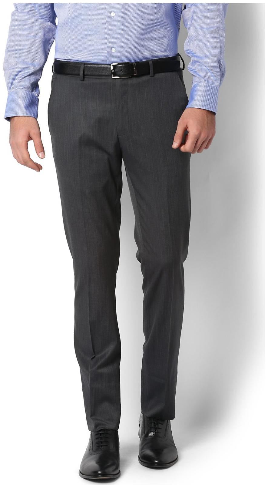 

Van Heusen Men Textured Slim Fit Formal Trouser - Grey
