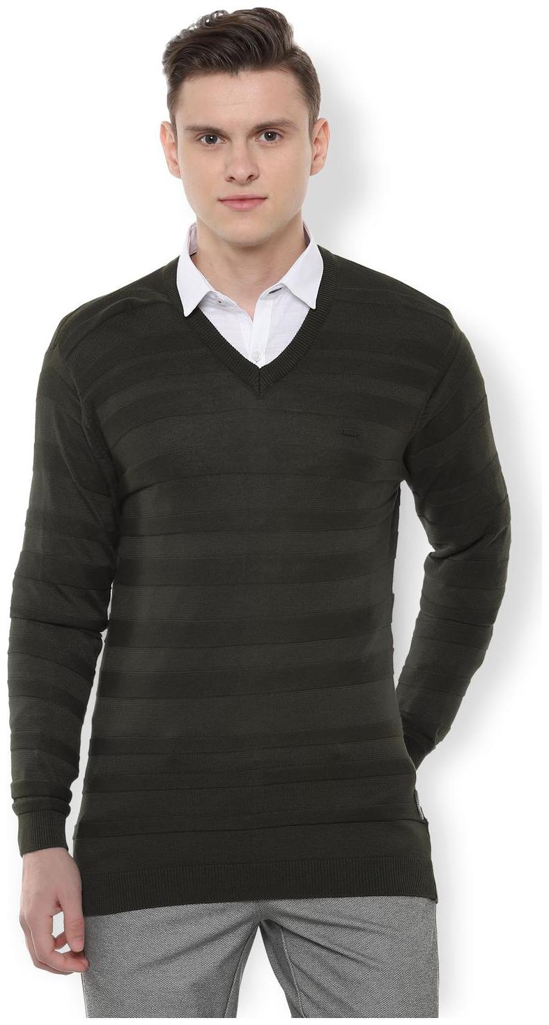 

Van Heusen Men Green V neck Pullover