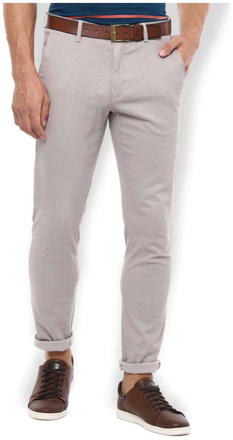 

Van Heusen Men Grey Solid Slim fit Regular trousers