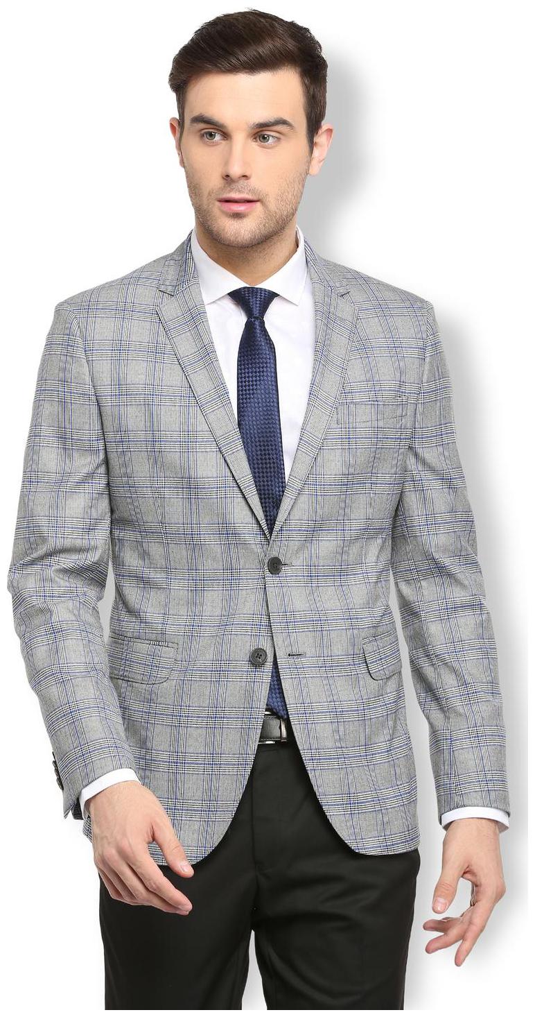 

Van Heusen Men Grey Checked Regular fit Single Breasted Blazer