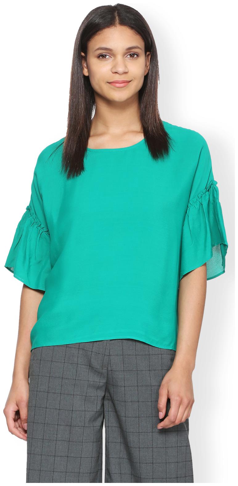 

Van Heusen Women Solid Regular top - Green