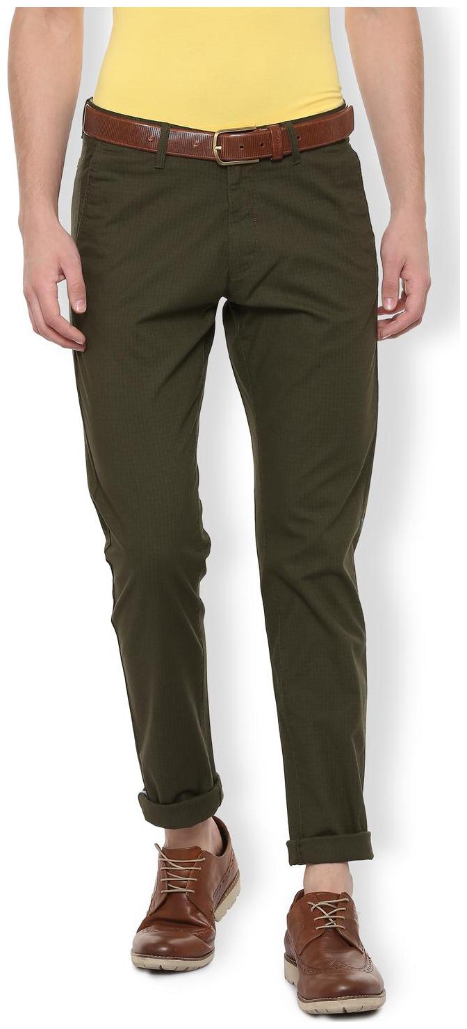 

Van Heusen Men Green Checked Slim fit Regular trousers