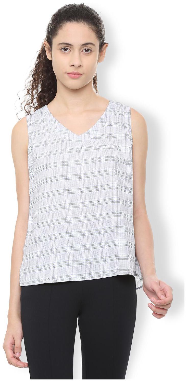 

Van Heusen Women Checked Regular top - Grey