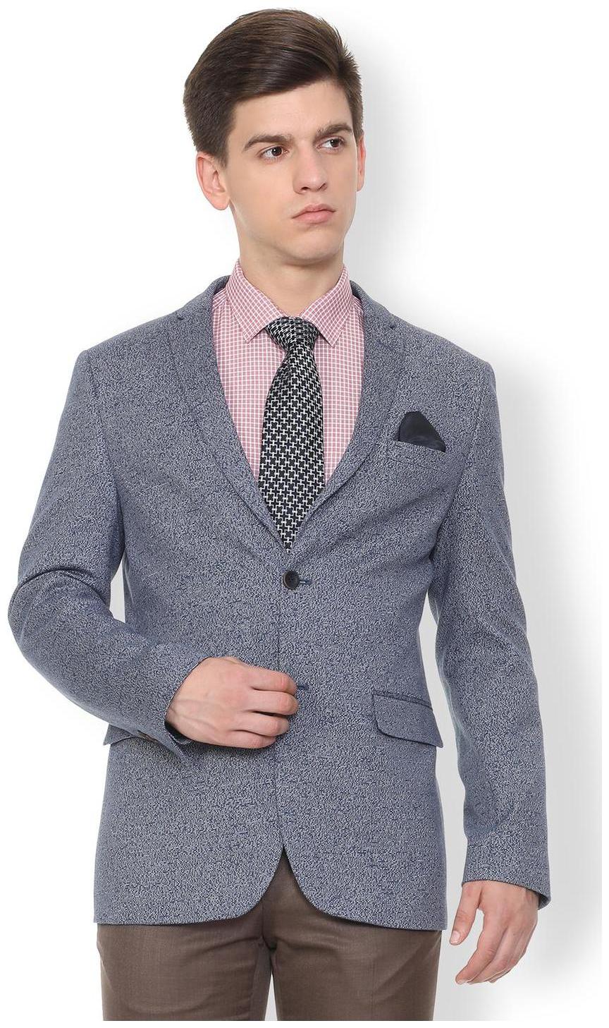 

Van Heusen Men Grey Textured Slim fit Single Breasted Blazer