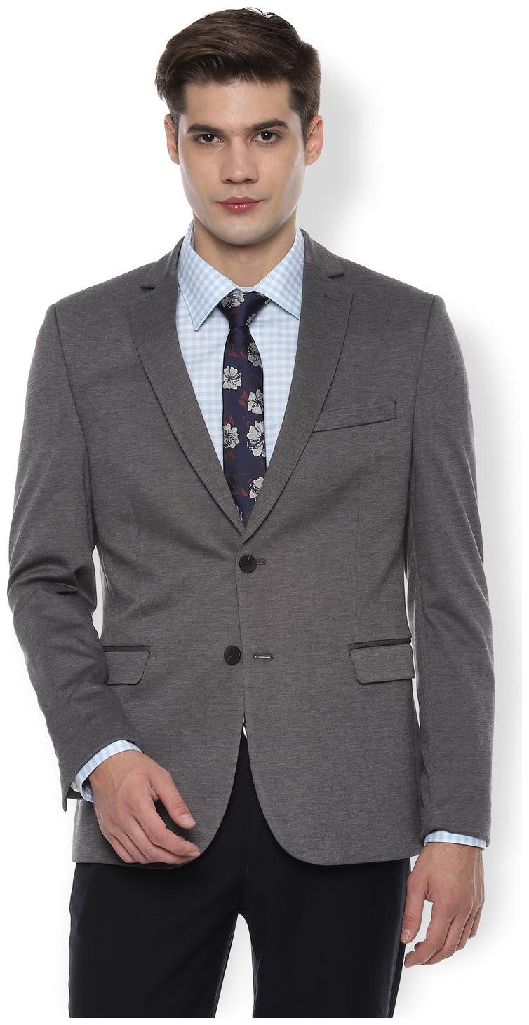 

Van Heusen Men Grey Textured Slim fit Single Breasted Blazer
