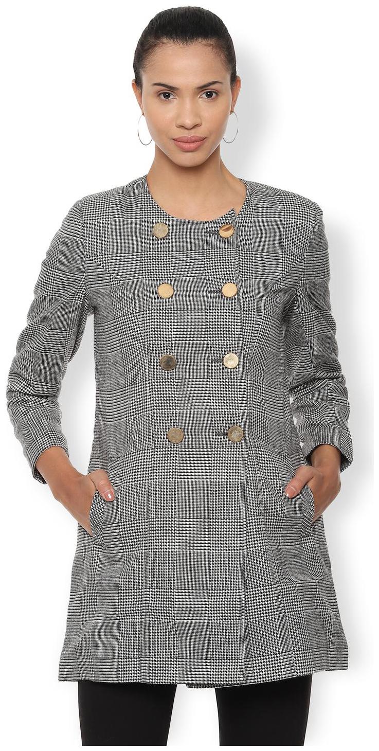 

Van Heusen Women Checked Regular Jacket - Grey