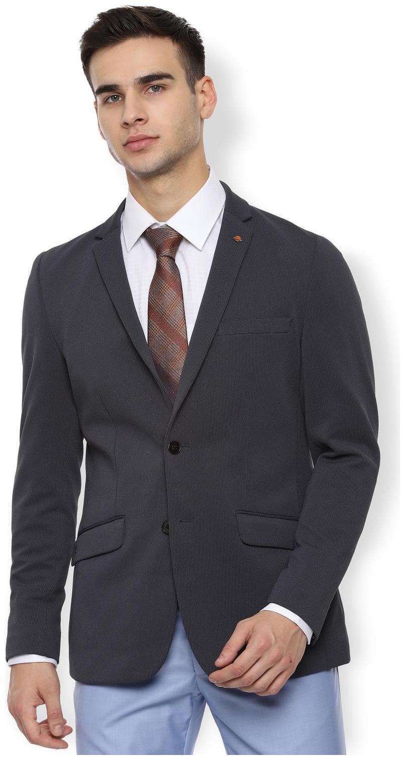 

Van Heusen Men Grey Textured Slim fit Single Breasted Blazer