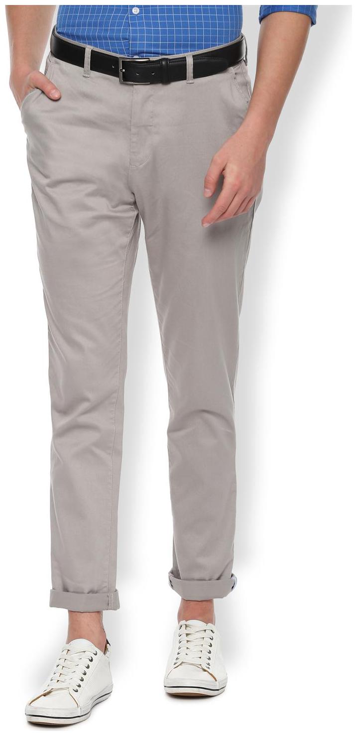 

Van Heusen Men Grey Solid Slim fit Regular trousers